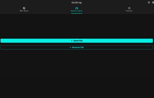 The main Nearby Share screen. Tap "Send File" to connect to another device and send files, or tap "Receive File" to become visible and receive files.