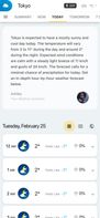 Today – A detailed hour-by-hour weather forecast for today.