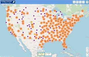 Here is an example of a College Overlook custom map with filters and favorites