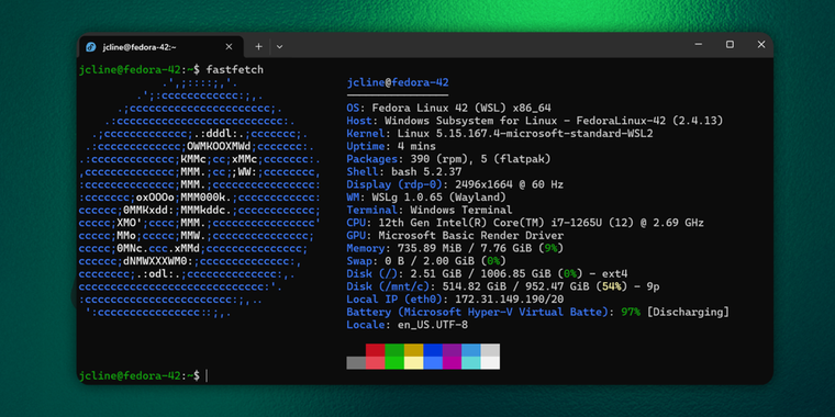 Fedora 42 now officially supported on Windows Subsystem for Linux (WSL) image
