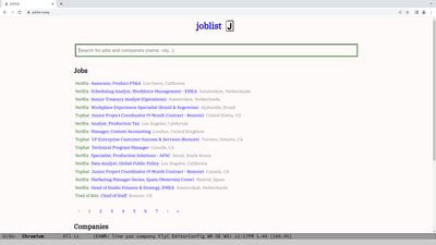 Job list homepage, search for jobs and companies recruiting