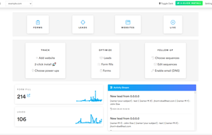 Dashboard - Form abandonment software: partial entry tracking, lead recovery, auto follow-up & more — Insiteful.co