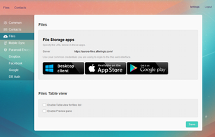 Aurora Files - User settings