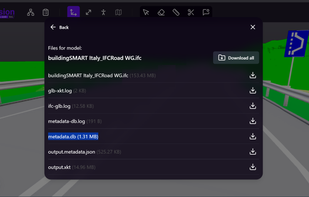 Information extracted from BIM model

Focus on the data within the BIM model. Easily get .db (SQLite) file or a .json file separated from the geometry for further processing. Check out also the log files for performance and quality assurance.