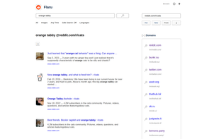 The r/cats subreddit specific search for "orange tabby"