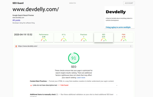 Detail report of a page