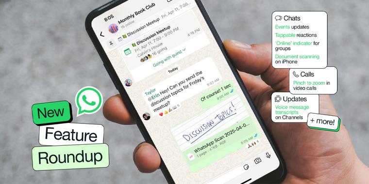 The latest WhatsApp update brings new chat reactions, event creation, channel tools & more image