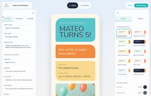 Customize guest invitation page using pre-made templates