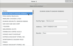 A sample form connected to a Postgres database. 