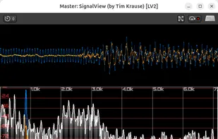 SignalView in action analysing speech with a sine sweep in the right channel.