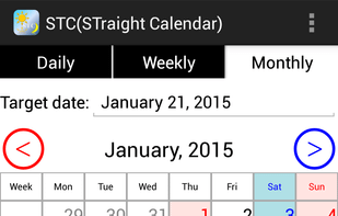 Monthly calendar view
