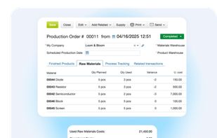 Kladana Production Order Example