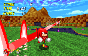 Knuckles narrowly dodges Eggman’s laser!
Screenshot by Chicmunk