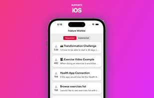 The feature wish list inside the iOS app Better Workout. Using the customization options to fit the brand identity.