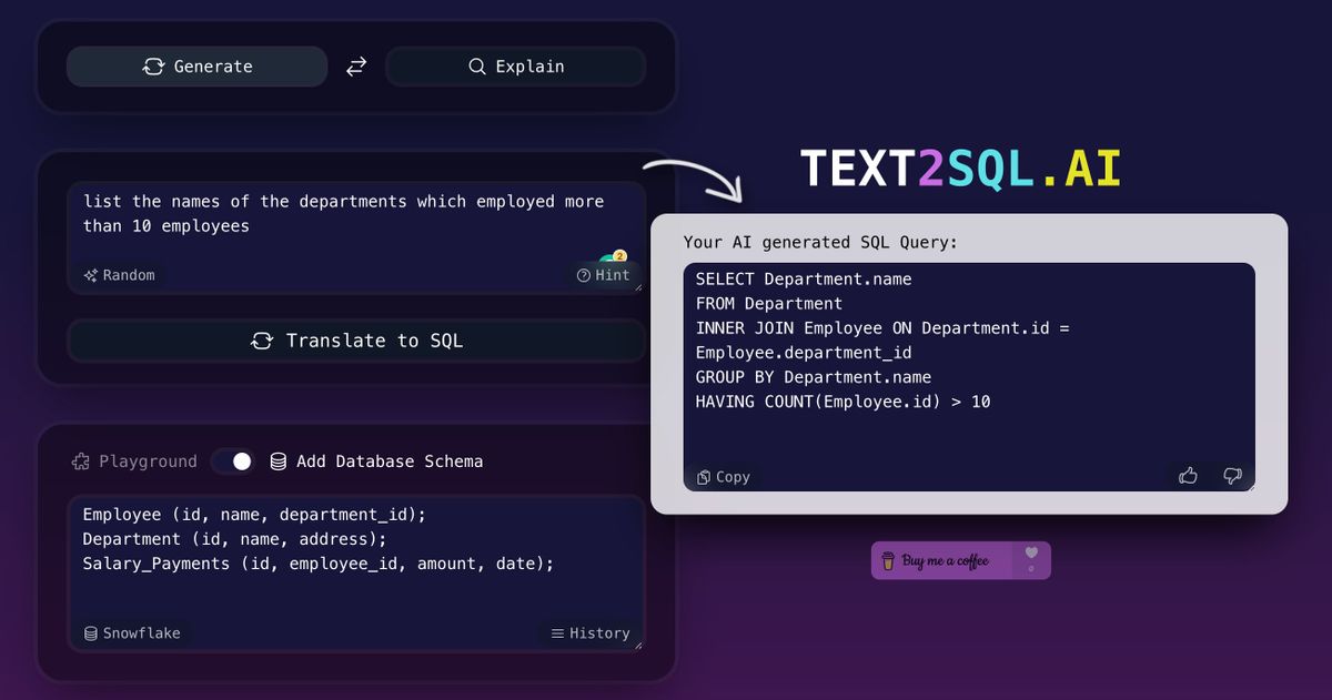 Text2SQL.AI Alternatives and Similar Sites & Apps | AlternativeTo