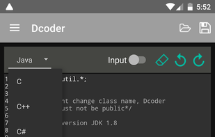 Dcoder mobile code compiler ide, multiple compiler support