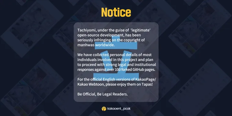 Manga reader app Tachiyomi ceases development amid legal threats from Kakao Entertainment image