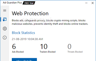 Main Web Protection Page categories - Adblocker (Free Forever)
Privacy Guard (Free 7 day Trial)
Safe Browsing (Free 7 day Trial)
