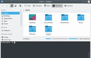 Dolphin using the integrate Konsole widget.