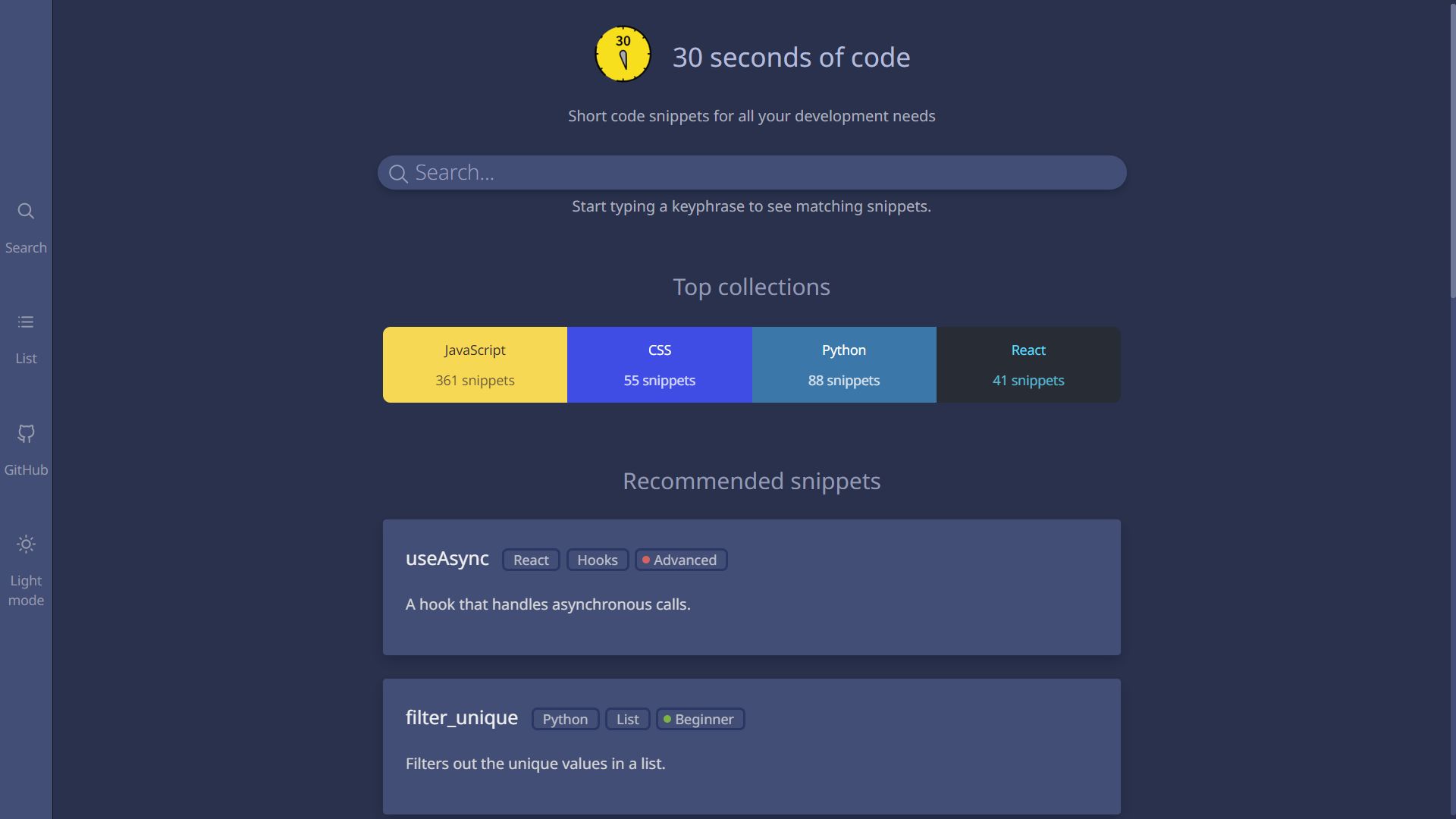 30 seconds of code Alternatives and Similar Sites & Apps | AlternativeTo