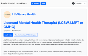 job details page on Product Hunt Alternatives