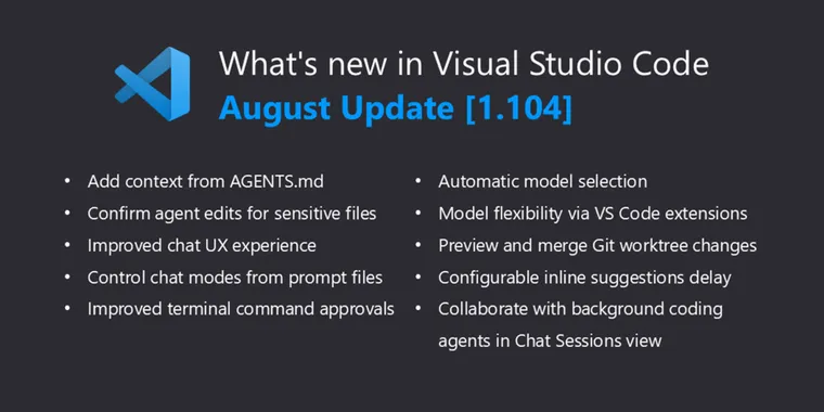 VS Code 1.104 adds auto chat model selection & enhanced agent features image