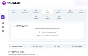 Talent.de Features: Skills Tab 