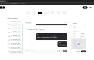 User can see the responses of AI Agent live , beside human agent can start conversation anytime with their customer. Beside, customers public meta data would be shown here for more personalized.