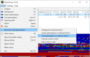 Boot time defragmentation options