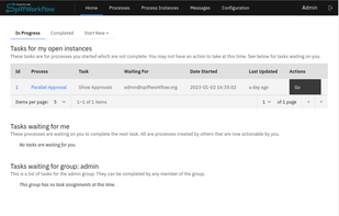 End user task assignments home page