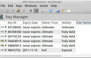 GNU Privacy Assistant screenshot 1