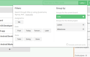 filter and organize your cards by groups