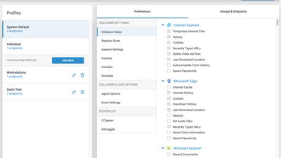 Profiles. Where you can define custom setting profiles for your endpoints.