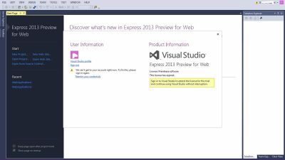 Visual Studio Express screenshot 1