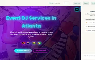 Example of a DJ site in the Vibe Otter editor. Personalize your site via chat or traditional drag and drop.