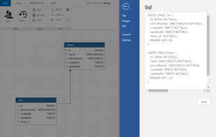 Export database design to SQL create table.