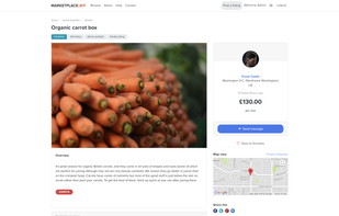 The sellers listing with a map and contact button