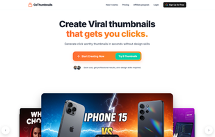 GoThumbnail Youtube thumbnail maker homepage