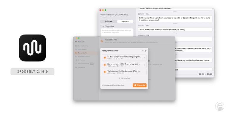 Spokenly 2.10.0 adds transcription editing, offline privacy mode, and AI features image