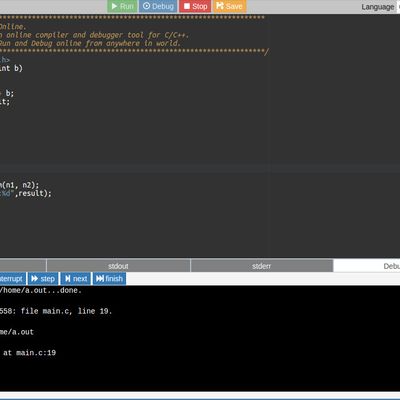 Online GDB is online ide with compiler and debugger for C/C++