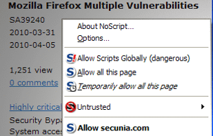 Diablog of blocked scripts
