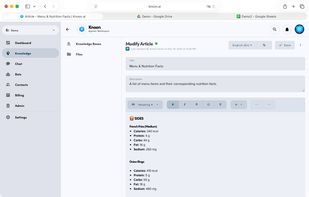 Built-in WYSIWYG knowledge base.
