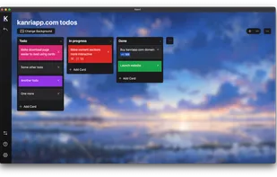 Another example board showing some tasks for the Kanri website