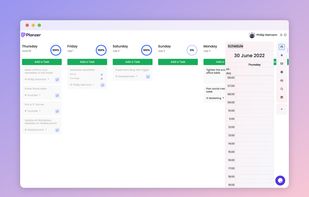This is the dashboard where you get an overview of all your tasks, calendar, integrations, goals and much more.