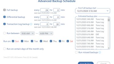 SqlBak advanced backup job schedule