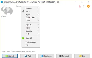 Home page with menu deployed