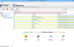 After extracting the selected files ,the software enlists the path of the extracted files with relevant information.