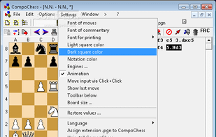 The Settings menu of CompoChess will allow you to customize the application's running options.