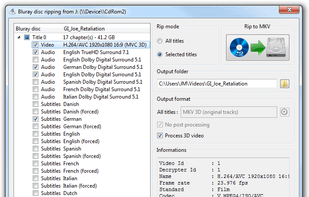 Easy disc title, audio and subtitles selection