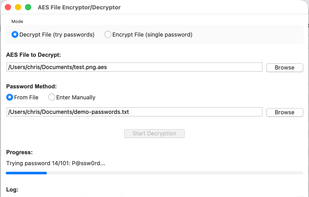 Progress through the password list.